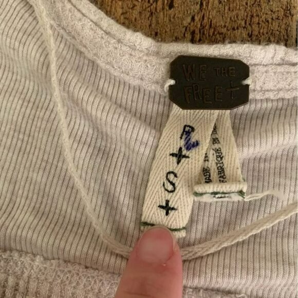 FP We the free womens oversized long sleeve peplum cream top -S - Picture 7 of 10